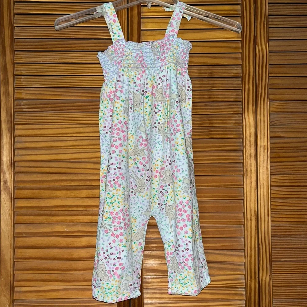 Smocked Disney Baby Floral Bambi Romper Size 24‎ Months